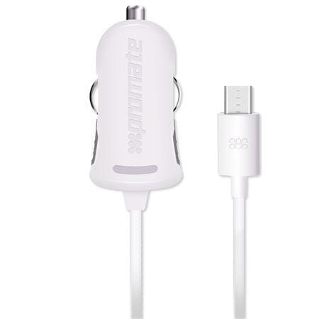 Promate Car Charger With Built-In Micro-USB Cable, Car Charger, Promate, Telephone Market - telephone-market.com