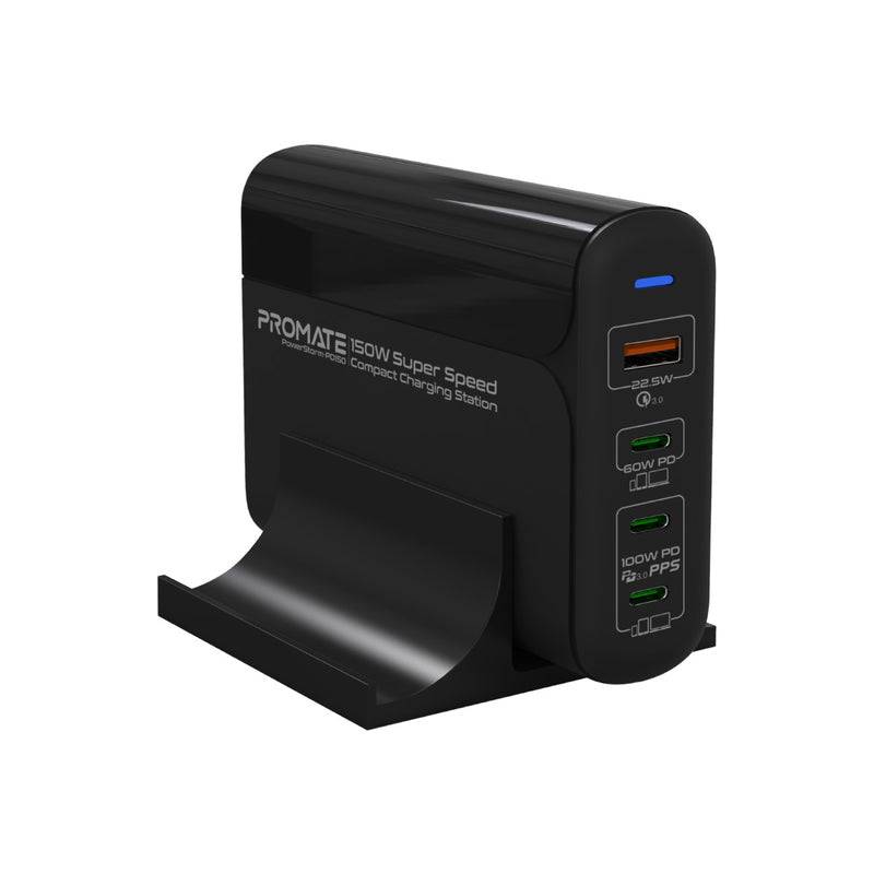 Promate Power Storm - PD150 Compact Charging Station 150W - Black, Power Strips & Surge Suppressors, Promate, Telephone Market - telephone-market.com
