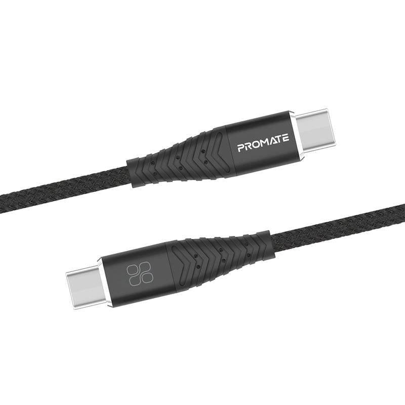 Promate PowerLine Fabric USB-C to USB-C 1m - Black - Telephone Market