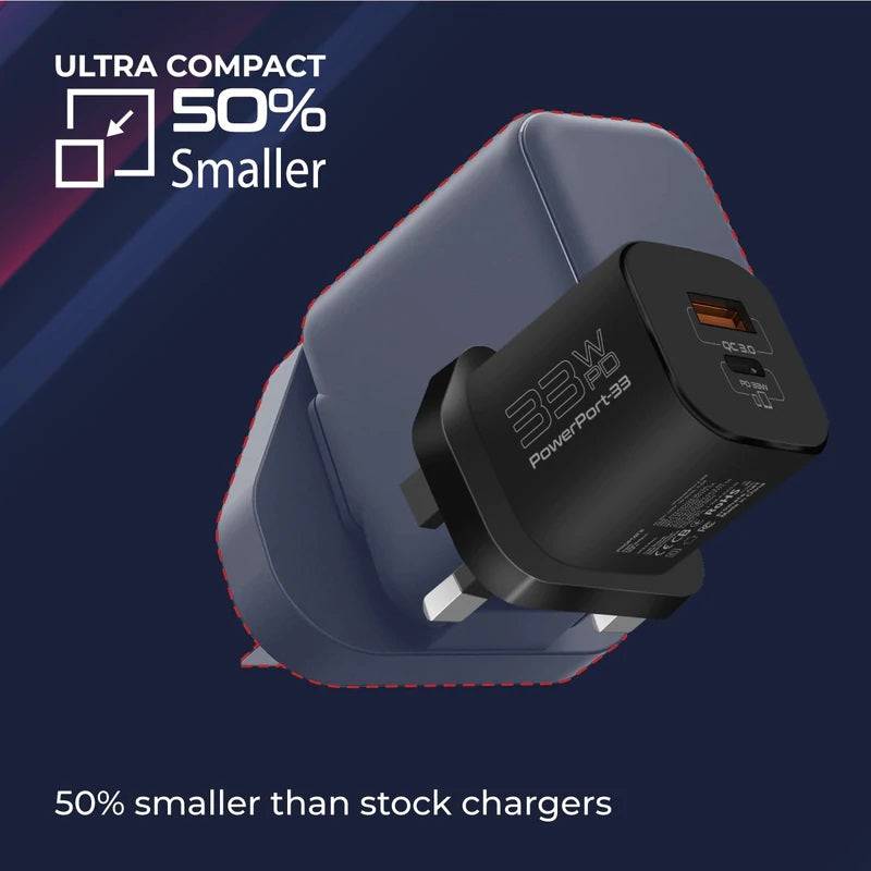 Promate Wall Charger 33W PD USB-C - Q3.0 - Black, Charger, Promate, Telephone Market - telephone-market.com