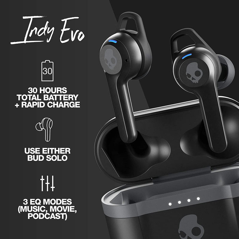 Skullcandy Indy Evo True Wireless Headphones - Black - Telephone Market