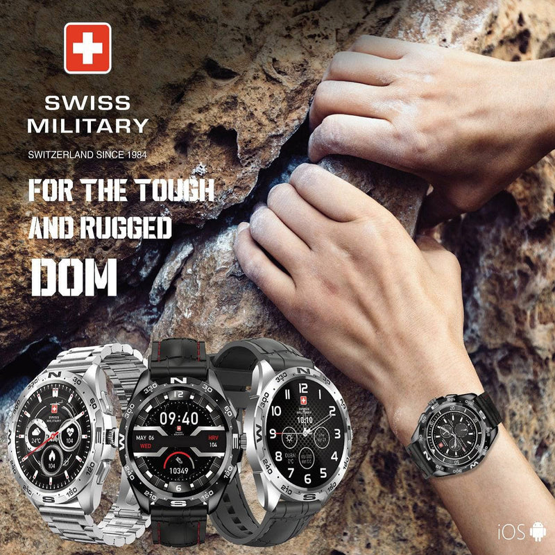 Swiss Military Dom Smart Watch Silicon Strap - Black, Smart Watches, Swiss Military, Telephone Market - telephone-market.com