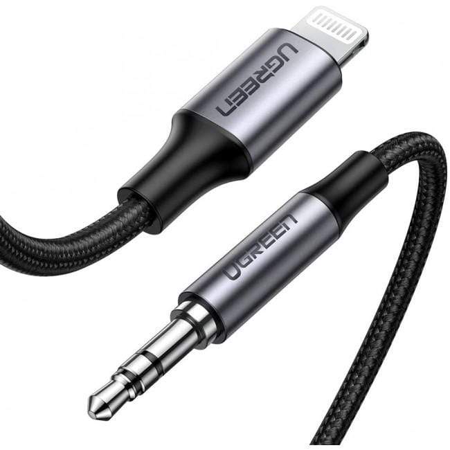 Ugreen AUX Cable 3.5mm to Lightning 1.2m - Black - Telephone Market