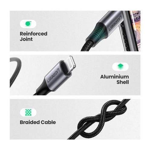 Ugreen AUX Cable 3.5mm to Lightning 2.m - Black, Storage & Data Transfer Cables, UGREEN, Telephone Market - telephone-market.com
