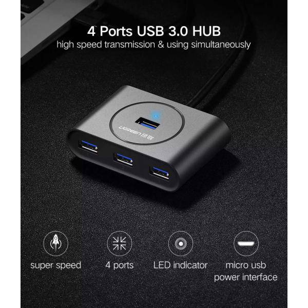 Ugreen Data Hub 4-in-1 USB 3.0 0.5m, Storage & Data Transfer Cables, UGREEN, Telephone Market - telephone-market.com
