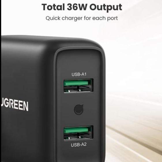 Ugreen Wall Charger QC 3.0 Dual USB 36W, Charger, UGREEN, Telephone Market - telephone-market.com