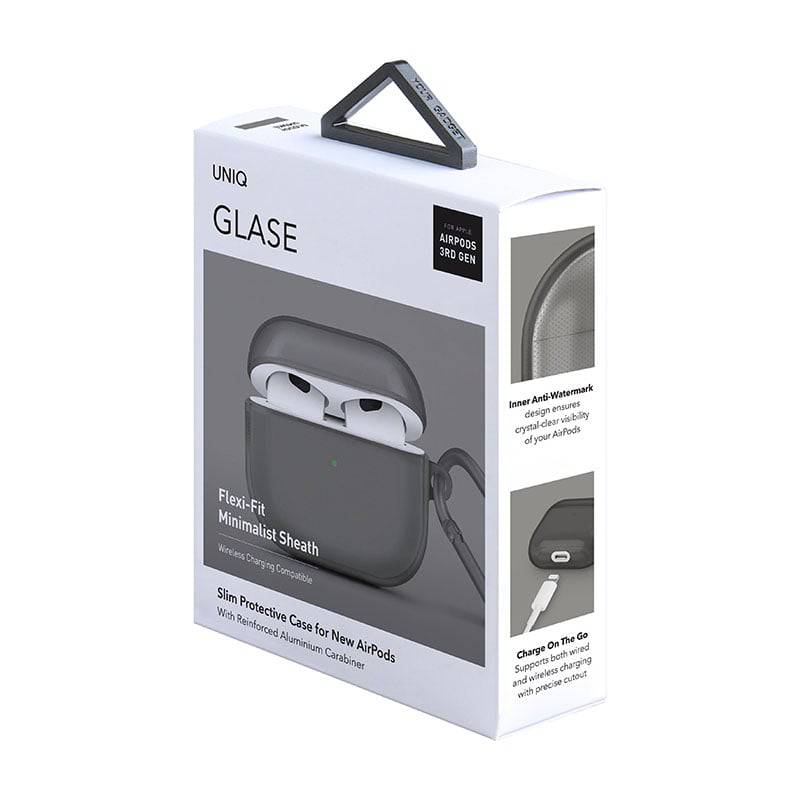 UNIQ For Airpods 3 Glase Hang Case - Smoke, Headphone & Headset Accessories, UNIQ, Telephone Market - telephone-market.com