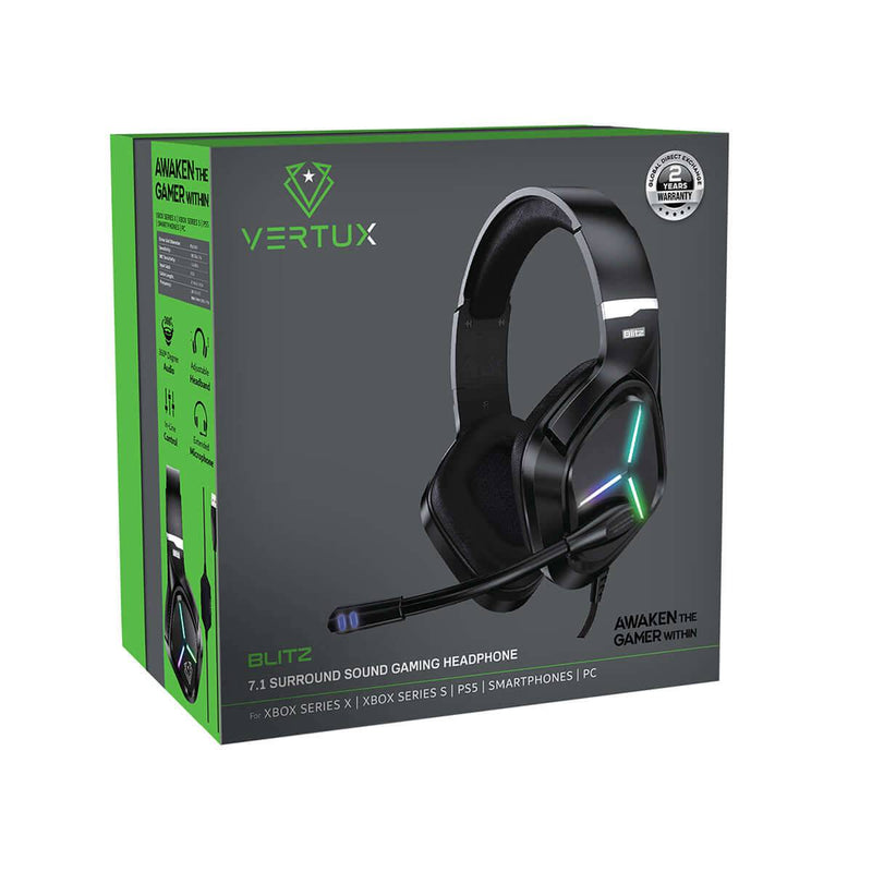 Vertux Blitz 7.1 Surround Sound Gaming Headphone - Black, Video Game Console Accessories, Vertux, Telephone Market - telephone-market.com