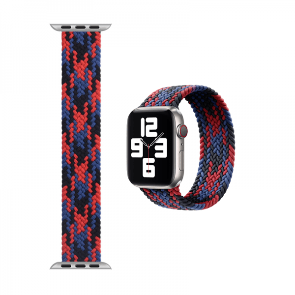 WiWU For Apple Watch 42/44MM Braided Solo Loop Band - Black Red Blue - Telephone Market