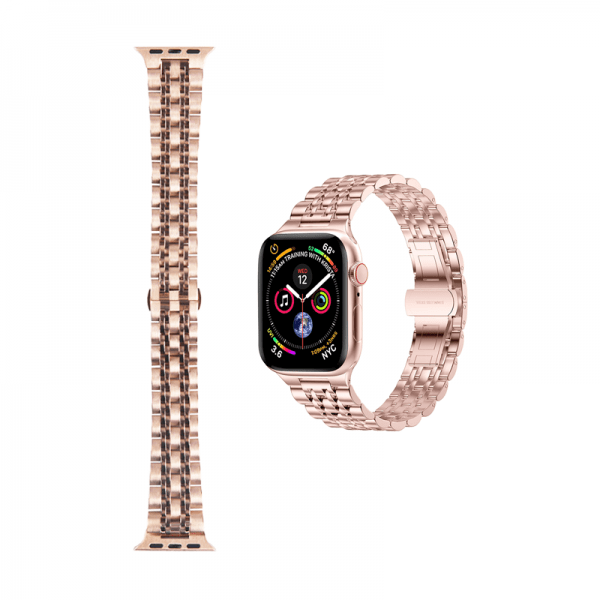 WiWU For Apple Watch 44/45mm Seven Beads Steel Belt Band - Rose Gold - Telephone Market