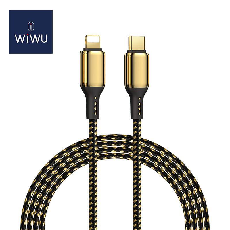 WiWU PowerLine 18K Golden USB-C to Lightning 1.2m - Black Gold - Telephone Market