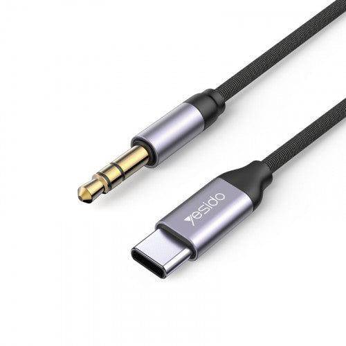 Yesido Audio AUX 3.5mm to USB-C Cable 1m - Black, Storage & Data Transfer Cables, Yesido, Telephone Market - telephone-market.com