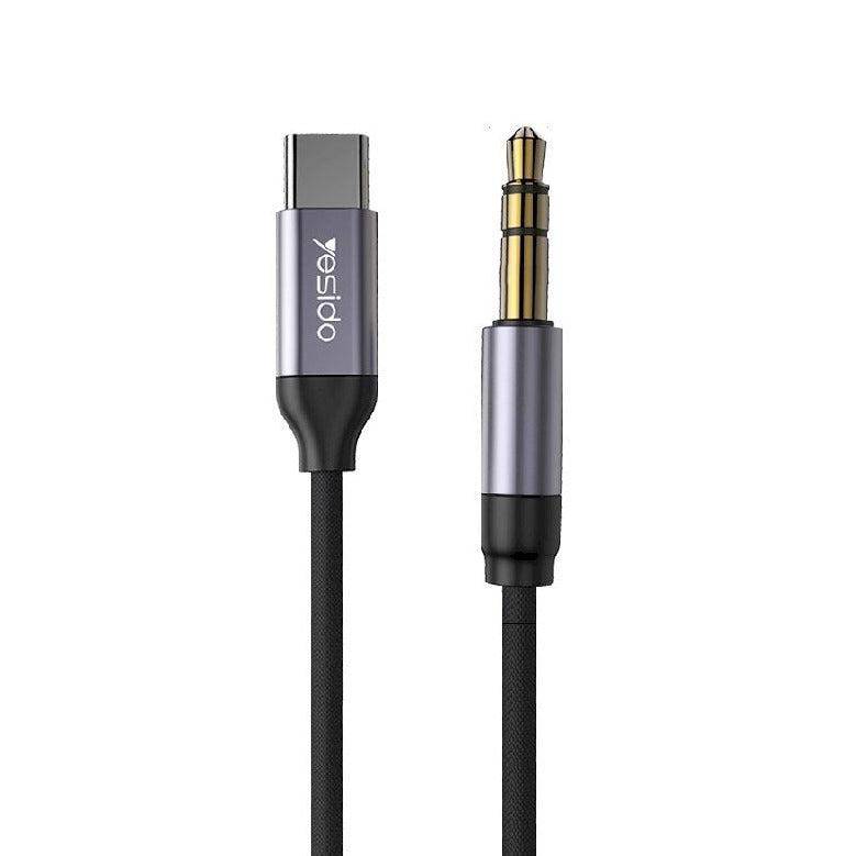 Yesido Audio AUX 3.5mm to USB-C Cable 1m - Black, Storage & Data Transfer Cables, Yesido, Telephone Market - telephone-market.com