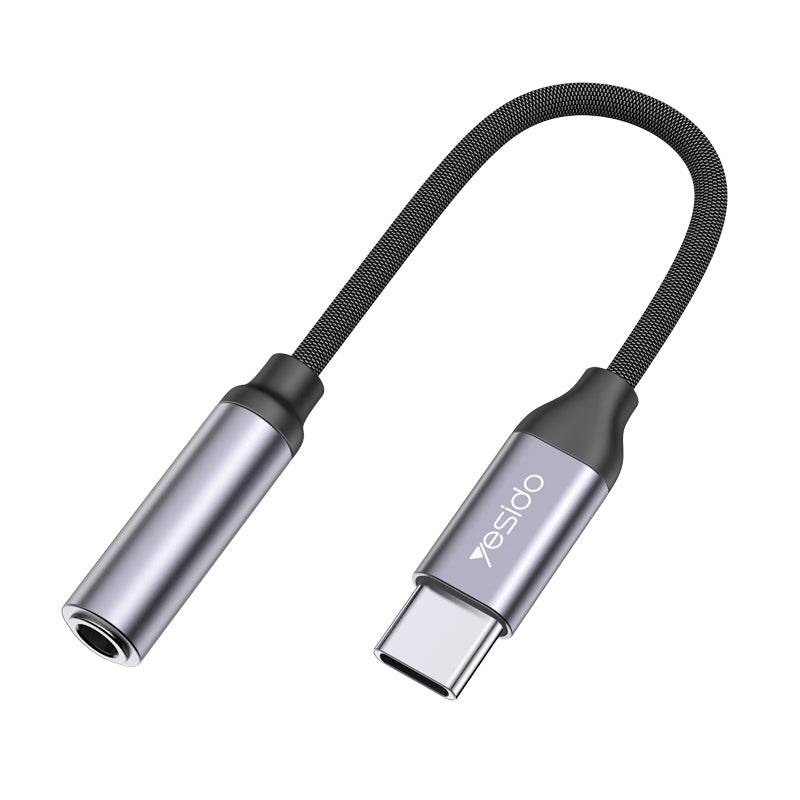 Yesido Audio Cable USB-C To 3.5mm Adapter 55mm  - Black, Storage & Data Transfer Cables, Yesido, Telephone Market - telephone-market.com
