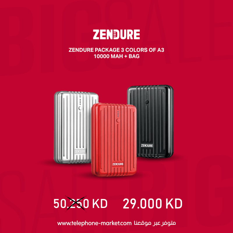 Zendure Package 3 colors of A3 10000 mAh + Bag - Telephone Market